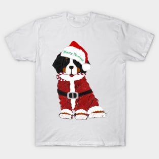 Cute Christmas Bernese Mt Dog Santa Paws T-Shirt